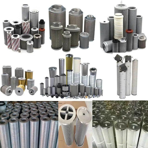 Assorted hydraulic filter elements including Single Hydraulic Filter Element R928035641 for Bosch Rexroth in industrial use.
