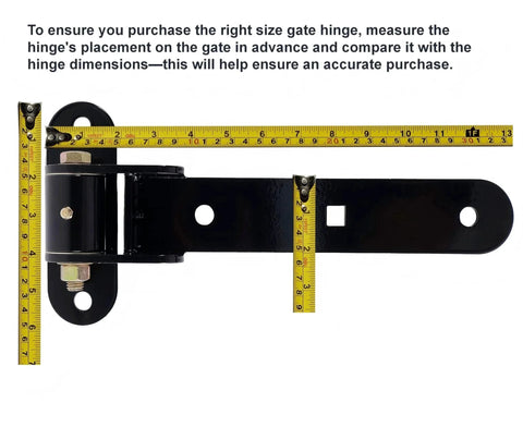 Heavy Duty T-Strap Gate Hinges 2 Pack, 900 Lb Load Capacity, 13 Inch Length, measurements shown with tape measure