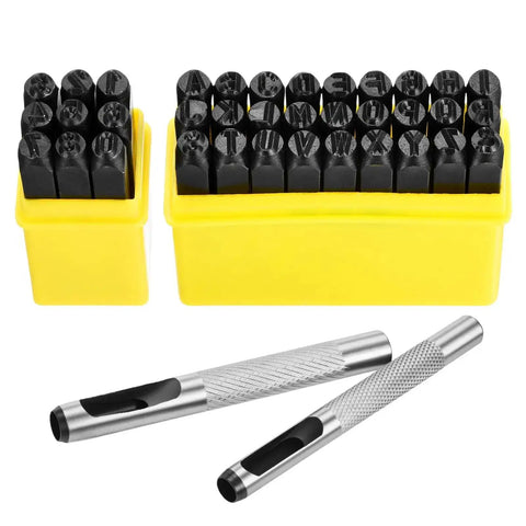 36-Piece Metal Stamping Kit For DIY Projects And Jewelry Making With One Quarter Inch Stamps A To Z Letters Zero Through Eight Numbers