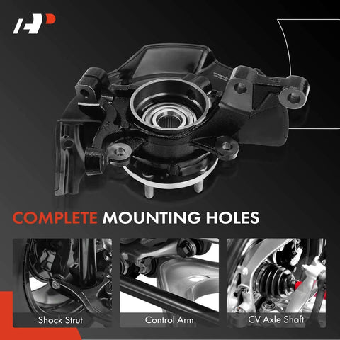 Front Right Steering Knuckle And Wheel Bearing Hub Assembly For 2011 Hyundai Sonata 2.4L With Sport Suspension Passenger Side Direct Fit Replacement Part For Smooth Handling And Easy Bolt On Installation.