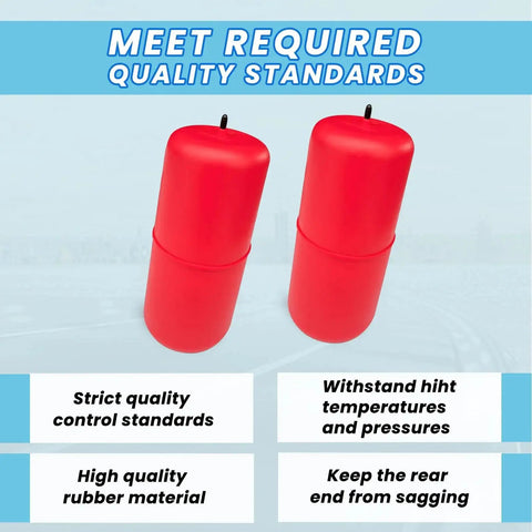 Front view: FLOVENTIS 2-pack rear air suspension bags for Jeep Gladiator, red rubber cylinders