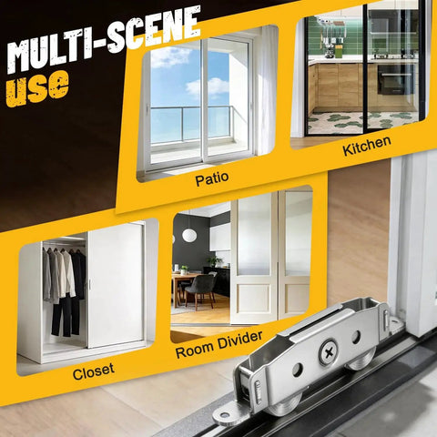304 Stainless Steel Heavy Duty Sliding Door Rollers Set With Ball Tandem Wheels Bearing for patio and closet doors