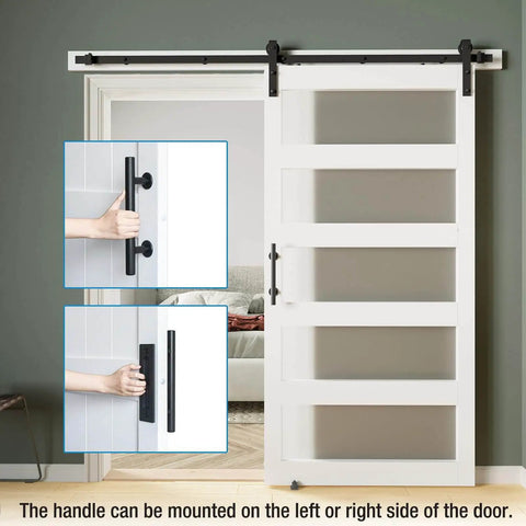 5-Panel Sliding Glass Barn Door 42-Inch By 84-Inch With Frosted Glass Waterproof Scratch-Resistant Privacy For Bathroom installed