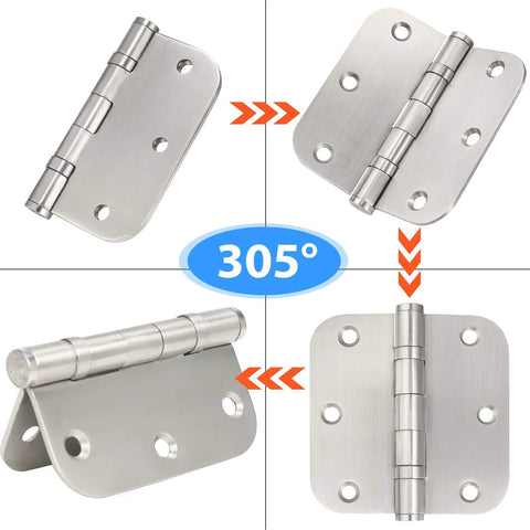 Stainless steel door hinges, 3.5 x 3.5 in, ball bearing, commercial-grade, 3-pack, silver, Amazon