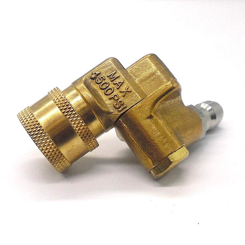 Brass pivoting quick connect coupler for Six Piece Pressure Washer Accessory Kit With Five Spray Nozzle Tips And Pivoting Quick Connect Coupler