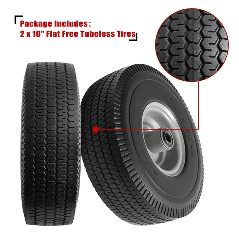 10 Inch Solid PU Tire And Wheel Replacement For Garden Carts Hand Trucks And Wheelbarrows 10x3.50-4 Flat Free Wheel