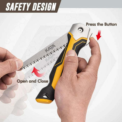 Folding Drywall Jab Saw With Soft Grip Handle For Clean Wallboard Cuts And PVC, 7TPI Triple Teeth 65Mn Steel Blade, Rust Resistant