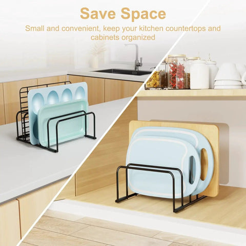 Heavy Duty Metal Cutting Board Organizer And Baking Sheet Rack For Cabinet Storage Fikoksol Five Slot Black Tray Divider