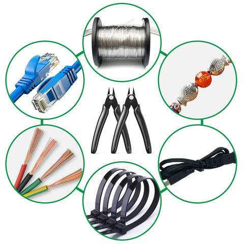 Flush Cut Micro Wire Cutter 2 Pack for Jewelry Making Electronics Beading Wire Zip Ties and Model Building 5 Inch Nippers With Long Cutting Jaws for Clean Flush Cuts Tight Pro By BOENFU BF 170 with various wire and cable uses