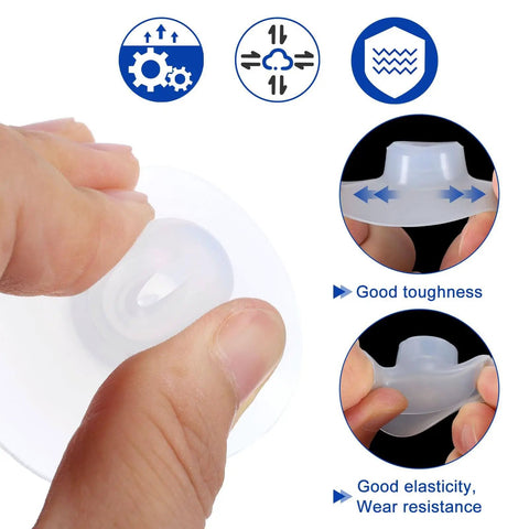 Demonstration of flexibility and elasticity in Bellows Suction Cup 50mm Diameter M8 Joint Silicone Vacuum Cups 6 Pieces