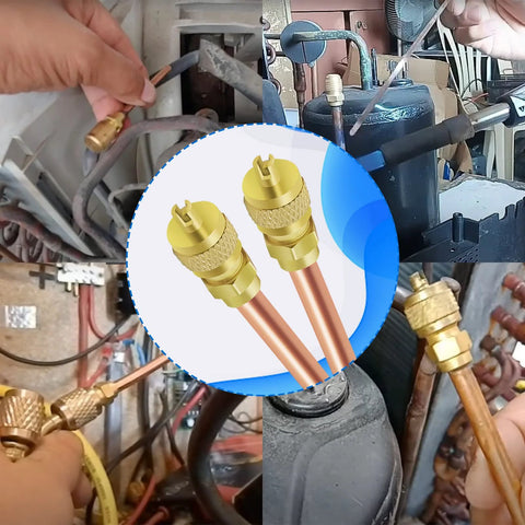 Boltigen 30-piece HVAC Schrader valve service kit, brass copper filling needles, 1/4'' SAE to 1/4'' OD, 3.54'' stem