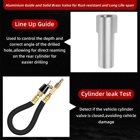 Two Valve Spark Plug Thread Repair Kit For Ford Triton 4.6L 5.4L 6.8L SOHC showing aluminum line-up guide and brass valve.