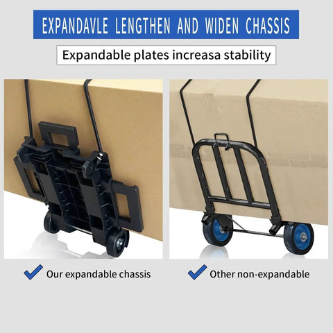 Expandable chassis comparison of Folding Hand Truck Dolly For Light Duty Luggage And Moving On The Grab And Go A Portable Platform Cart
