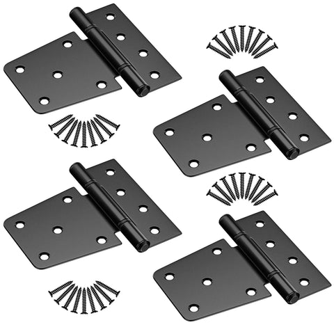 3.5 Inch Heavy Duty Strap Gate Hinges Kit For Wooden Gates Vinyl Fence And Barn Doors 4 Pcs Black with screws