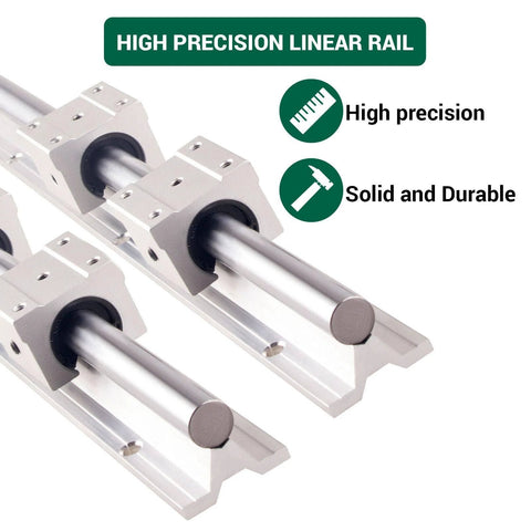 CHUANGNENG SBR20 linear rails kit, two 2200mm rails with four SBR20UU bearing blocks, angled view