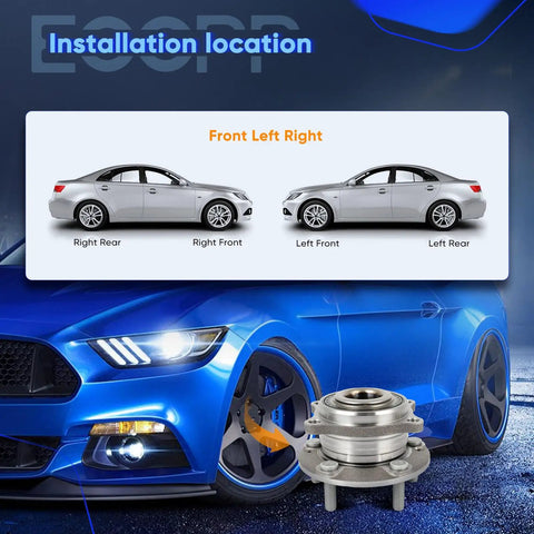 Front Wheel Hub And Bearing Assembly 513266 2Pcs Set Fits Hyundai Santa Fe 2007-2020 AWD displayed with cars front axle location