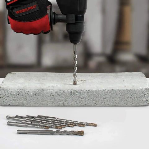 8-Piece SDS Plus Drill Bit Set With Carbide Tips For Concrete Brick Stone And Cement Includes 1/4 x 4 Inch, multiple bits used