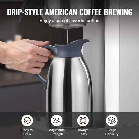12 Cup Commercial Drip Coffee Maker With Thermal Vacuum Carafe Keeps Coffee Hot Or Cold All Day No Fuss For Restaurant Office Cafe Stainless Steel Brewer That Brews A Full Pot In About 9 Minutes