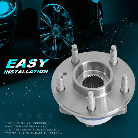 Front Wheel Hub And Bearing Assembly 513179 With Abs 5 Lugs for Buick, close-up view with easy installation text.