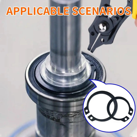Installation of 4 In 1 Snap Ring Pliers Set With 380 Pcs Retaining Ring Kit For Internal And External Circlips on machinery part.
