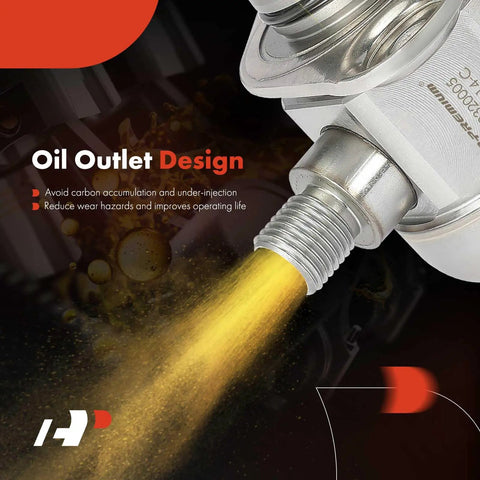 Close-up of oil outlet design on high pressure fuel pump direct fit for Chevy Equinox Malibu Traverse Blazer Colorado GMC