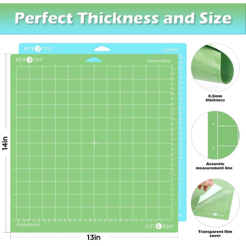 Two Pack 12x12 Cutting Mats for Cricut Machines with Light Grip and Standard Grip Replacement Mats Set for Cricut Maker 3 Maker 4 Explore 3 4 Air 2 One Cutting Machine Compatible with Vinyl Paper Leather Craft Projects