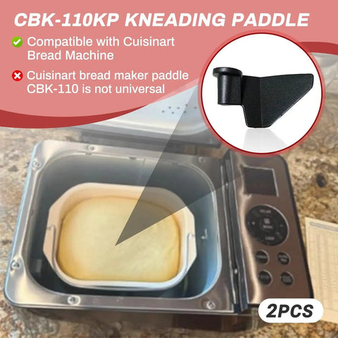Two black CBK-110KP kneading paddles for Cuisinart CBK-110/CBK-110P1 bread machines