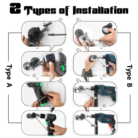 Electric Drill Plate Cutter Nibbler Attachment for Sheet Metal - Two Installation Types for Steel and Aluminum Cutting