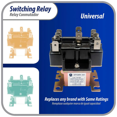 90 341 110 To 120V AC DPDT Plug N Play General Purpose Switching Relay for HVAC Fan Control, Replaces APSR 341, front view