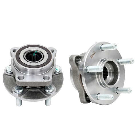 Front Wheel Hub And Bearing Assembly 513413 For Subaru Forester 2014-2018, Crosstrek 2016-2021, Impreza 2014-2019, XV Crosstrek 2014-2015 5-Lug With ABS 2 Pack, showing two metallic hub units with five lug bolts and integrated ABS sensor