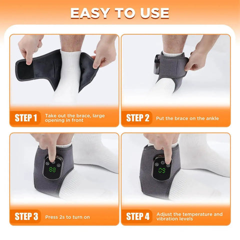 Steps to use Wireless Ankle Heating Pad For Pain Relief And Neuropathy Portable Ankle Massager Wrap with visual guide