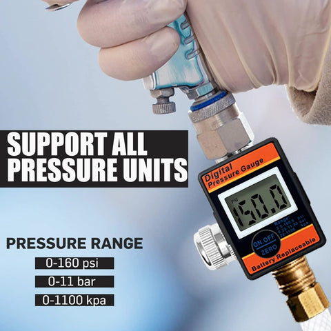 LE LEMATEC digital air pressure regulator with LED display, 1/4 NPT valve for air compressors and tire inflation