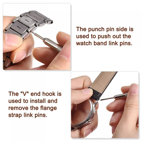 Using Stainless Steel 14mm Watch Band Pins Replacement Kit With 1.5mm Pin Diameter and 75mm Spring Bar Tool for strap repair