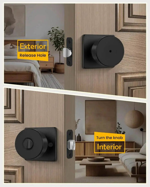 Matte Black Interior Door Knobs With Lock Privacy Bedroom And Bathroom Door Handles Keyless Heavy Duty Stainless Steel Knobs