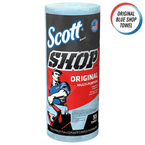 Shop Towel Roll 55 Count Bulk Pack For Auto Shops And Garages, Heavy Duty Absorbent Towels For Grease Oil Liquids And Spills