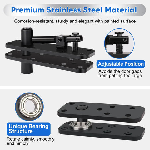 2 Pack Stainless Steel Hidden Door Hinges with 360 Degree Rotation for Secret Doors, close-up of corrosion-resistant pivot structure