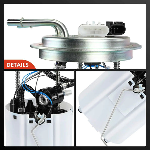 Drop In Electric Fuel Pump Module With Pressure Sensor For Chevrolet Tahoe GMC Yukon Cadillac Escalade 2008 To 2014 5.3L And 6.2L Engines Replace 19206650; detailed views of components and connections