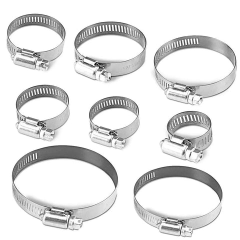 Stainless Steel Worm Gear Hose Clamps Set Of 40 Pcs Adjustable 8 To 44mm Range With 8 Sizes For Water Pipe Plumbing Fuel Line