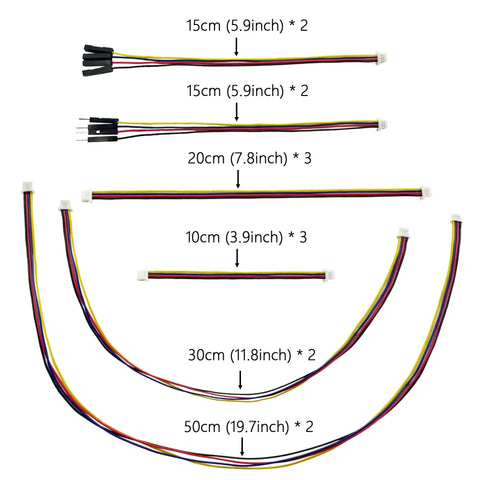 I2C Qwiic Cable Kit With Stemma QT Wires For SparkFun Development Boards And Sensor Breakouts, 14 Piece Dupont Connector Set