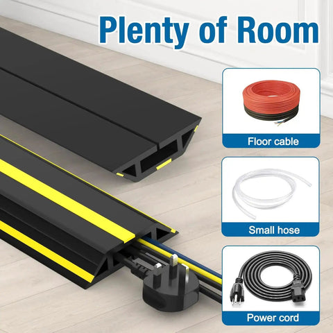 10 Foot Floor Cable Cover Protector Pro Grade Heavy Duty PVC Duct easy to unroll and route cables preventing trip hazards