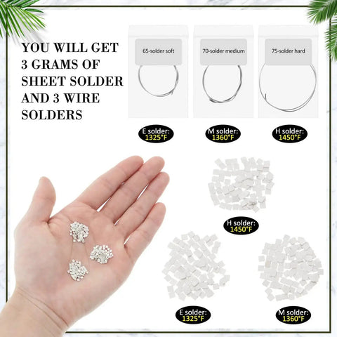 Silver Jewelry Solder Chips And Wires Kit 330 Pieces Of Fine Silver Precut Solder Chips 2x2 Mm And 3 Soft Medium Hard Silver Solder Wires