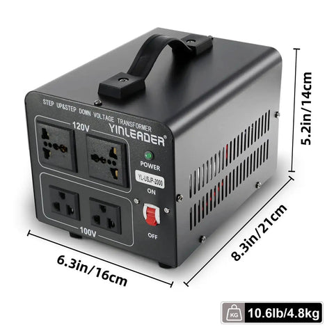 2000W Voltage Transformer 120V To 100V And 100V To 120V Step Up Down Power Converter with dual 120V and 100V sockets