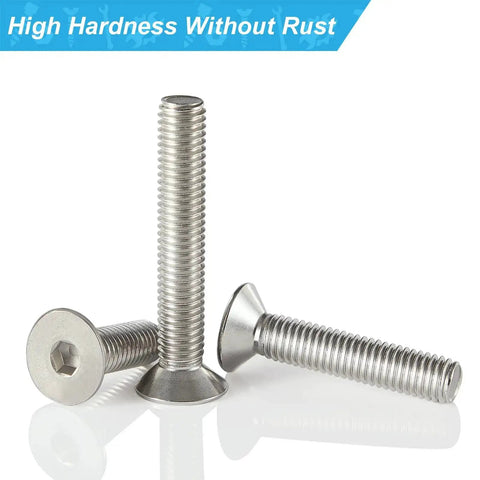Stainless Steel 304 M4 Countersunk Hex Socket Cap Screws Flat Head Allen Drive Fully Threaded Assortment Kit