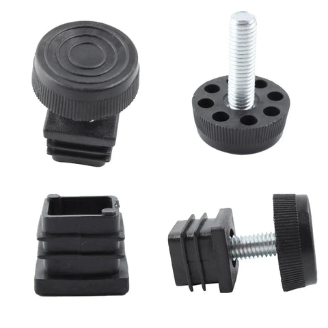 8Pcs Adjustable Leveling Feet Square Insert Kit For Cabinets Sofas Tables And Chairs Black 20x20mm Inserts 30x11mm Base