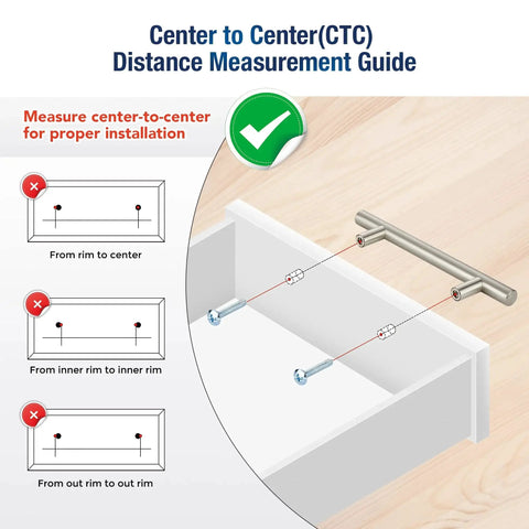 Measurement guide for 30 Pack 5 Inch Cabinet Pulls With 3 Inch Hole Centers Zinc Alloy Handles In Brushed Nickel Finish