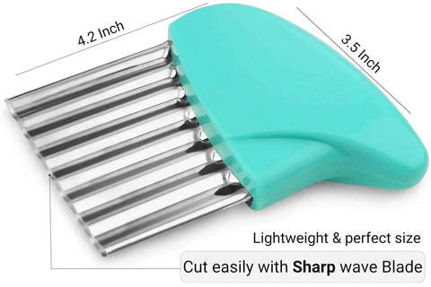 Two-Piece Stainless Steel Crinkle Cutter Set For Fries And Wavy Chips Veggies And Fruits – Anti-Slip Ergonomic Handles, Lightweight
