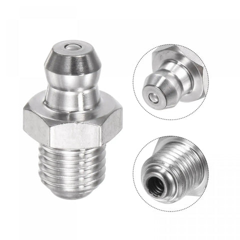 Heavy Duty 304 Stainless Steel Straight Grease Fitting M8 X 1mm Thread Hydraulic Style, 10 Pack for machinery