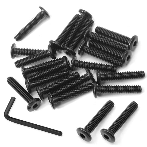 30 Pack Flat Head Allen Bolts For Furniture With One Quarter Twenty Thread And One Quarter Inch Length Black Carbon Steel