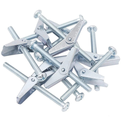 10 Pack One Quarter Inch Toggle Anchors for Drywall with Zinc Plated Steel Bolts Screws and Anchors Heavy Duty Wall Mounts