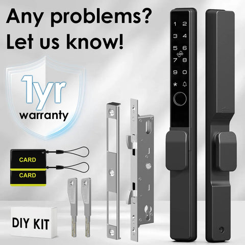 Slim Sliding Glass Door Lock With Biometric Fingerprint Remote App Control Keypad And RFID Access Electronic Digital Mortise Smart Lock product.